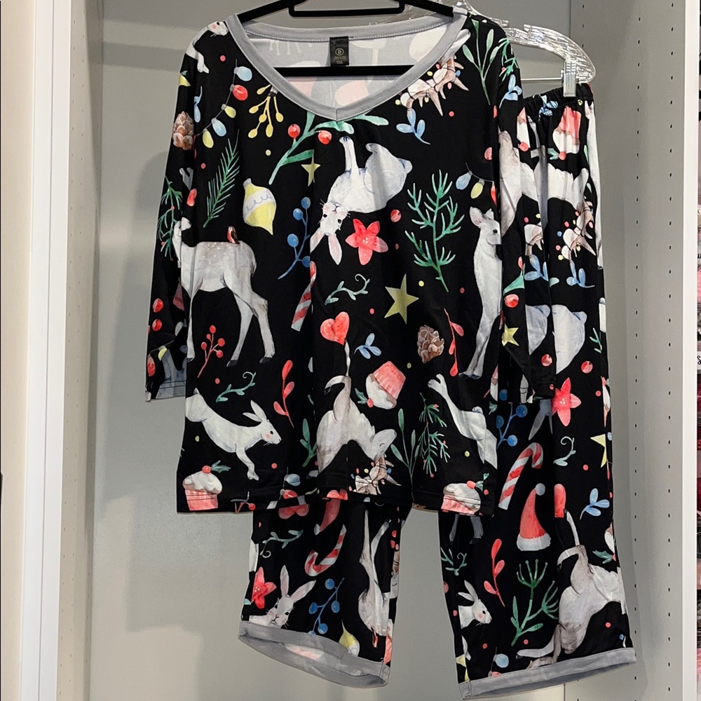 Pajama Set with Festive Animal Print